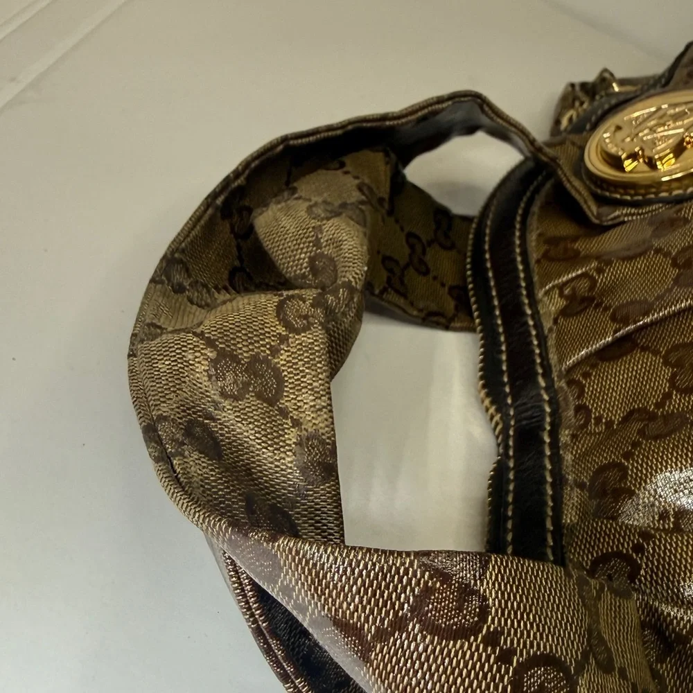 Gucci Beige/Brown GG Crystal Canvas Large Hysteria Hobo - Picture 6 of 14